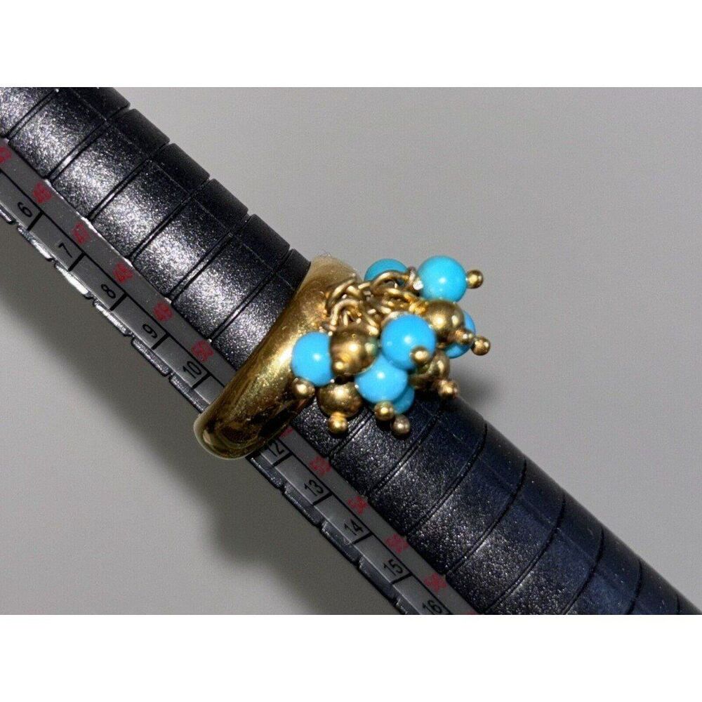 Vintage Veronese 18k Over Sterling Silver With Turquoise Beads Ring Size 5.75 - Picture 5 of 6